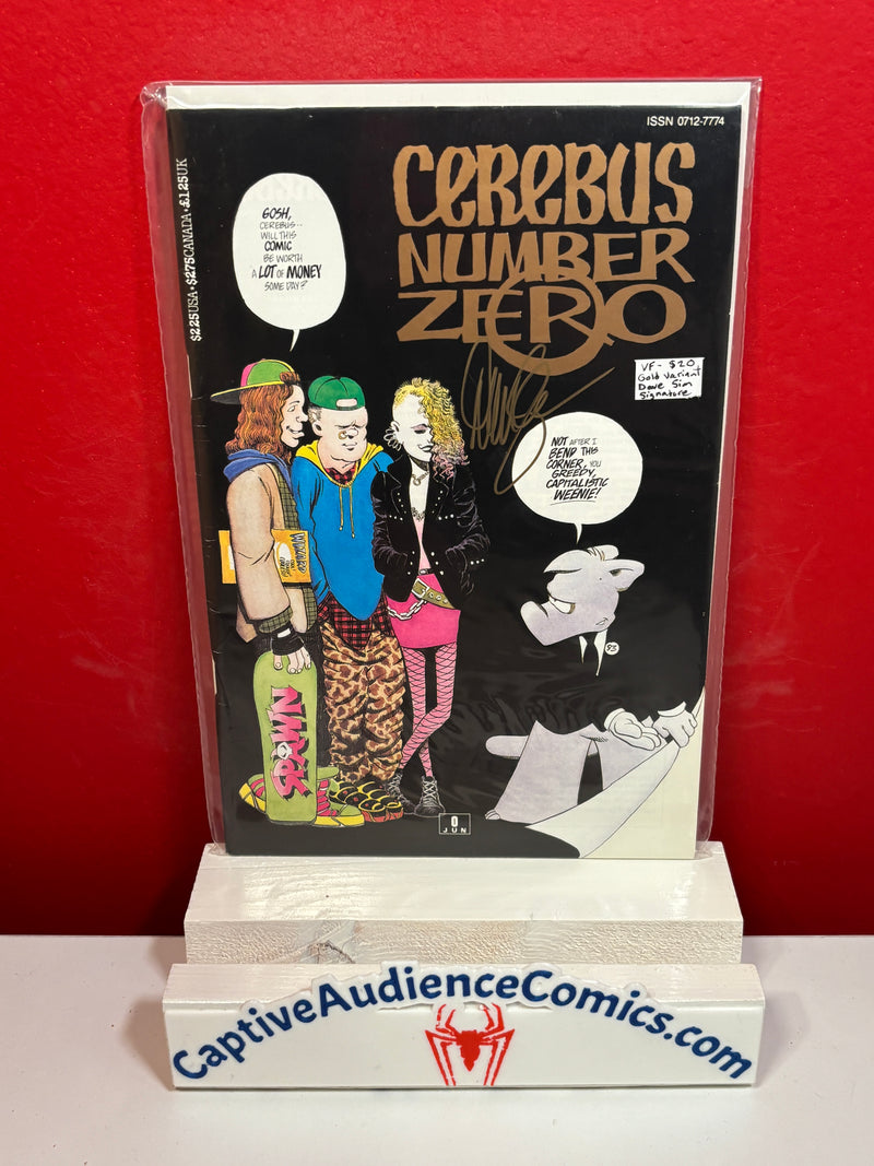 Cerebus the Aardvark #0 - Gold Variant - Dave Sim Signature - VF-