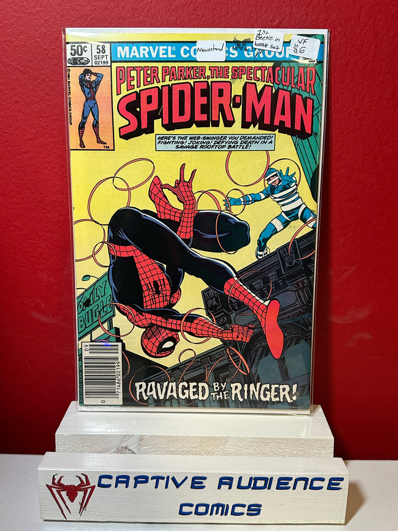 Spectacular Spider-Man, The Vol. 1 #58 - Newsstand - 1st Beetle in Battle Suit - VF