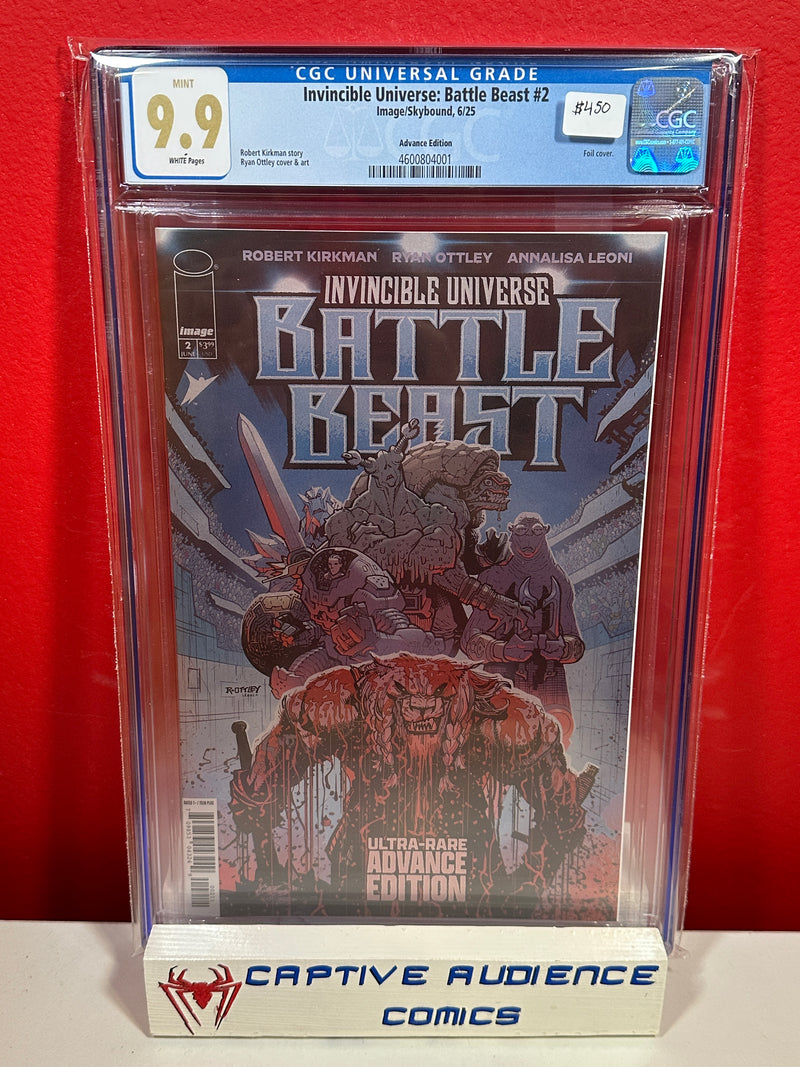 Invincible Universe: Battle Beast #2 - Advance Edition Foil Variant  - CGC 9.9
