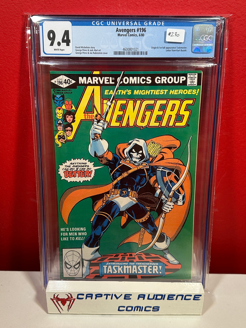 Avengers, The Vol. 1 #196 - 1st Full Appearance Taskmaster - CGC 9.4