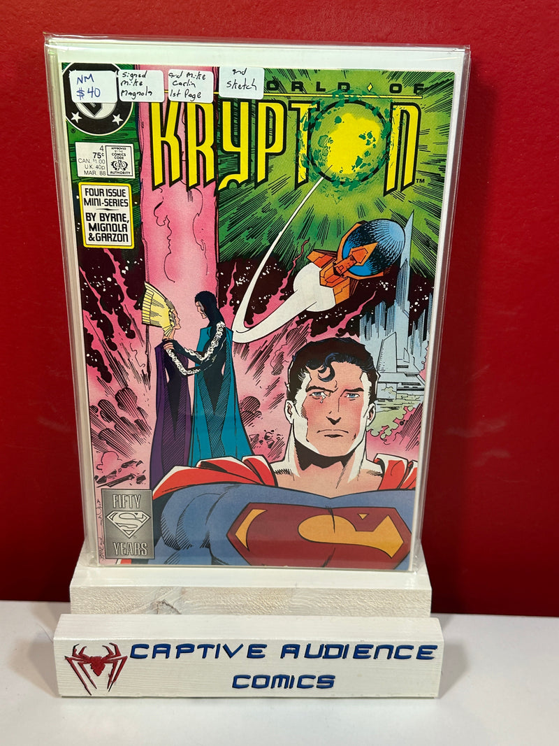 World of Krypton, The Vol. 2 #4 - Signed Mike Magnola & Mike Carlin + Sketch - NM