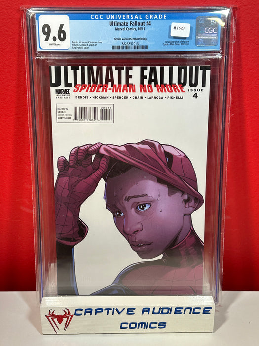 Ultimate Fallout #4 - 1st Miles Morales Pichelli 2nd Print Variant  - CGC 9.6