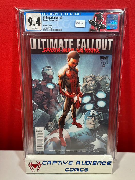 Ultimate Fallout #4 - 1st Miles Morales 2nd Print Variant - CGC 9.4 Custom Label