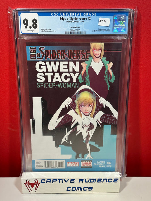 Edge of Spider-Verse #2 - 1st Spider-Gwen 2nd Print Variant - CGC 9.8