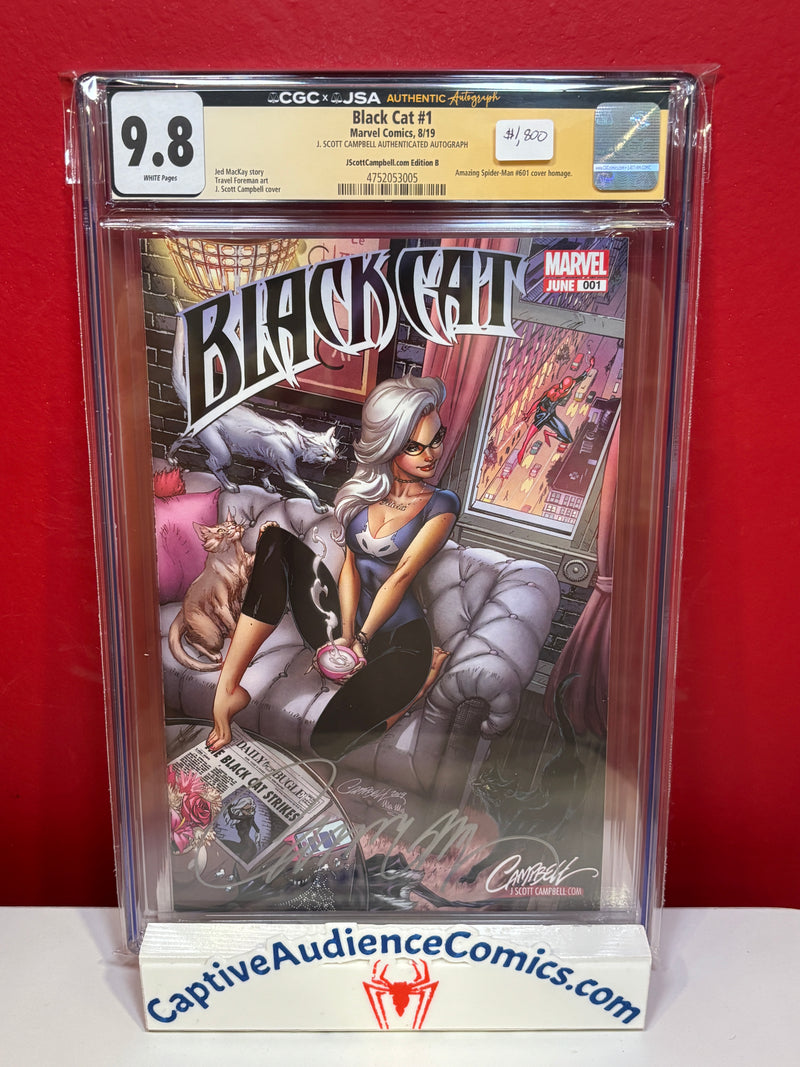 Black Cat, Vol. 1 #1 - Signed J. Scott Campbell Spider-Man #601 Homage Variant - CGC 9.8