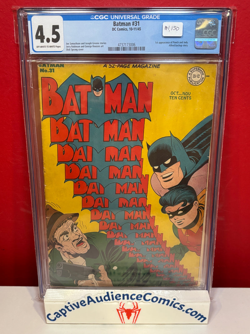 Batman, Vol. 1 #31 - 1st Punch and Judy - CGC 4.5