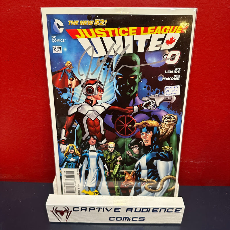 Justice League United #0 - Jeff Lemire Signature - VF/NM