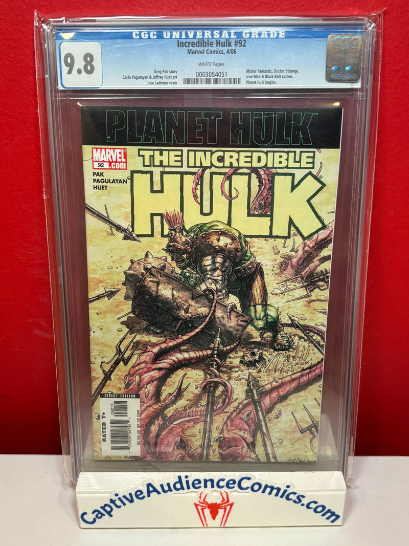 Incredible Hulk, The Vol. 2 #92 - Planet Hulk - CGC 9.8