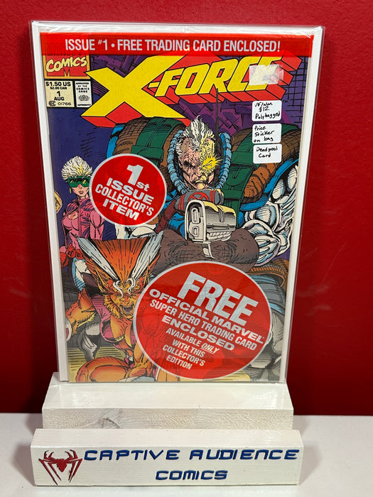 X-Force, Vol. 1 #1 - Polybagged - Price Sticker on Bag - Deadpool Card - VF/NM