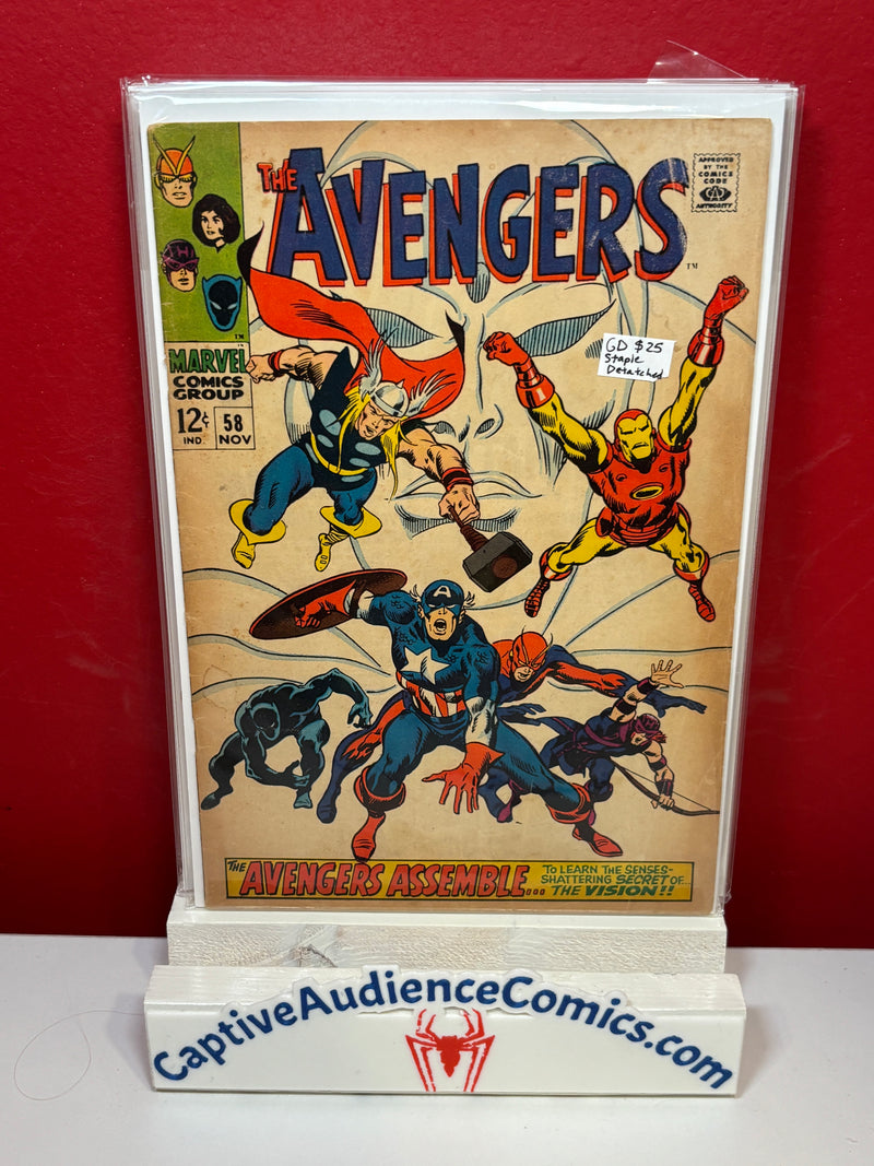 The Avengers, Vol. 1 #58 - Staple Detached - GD