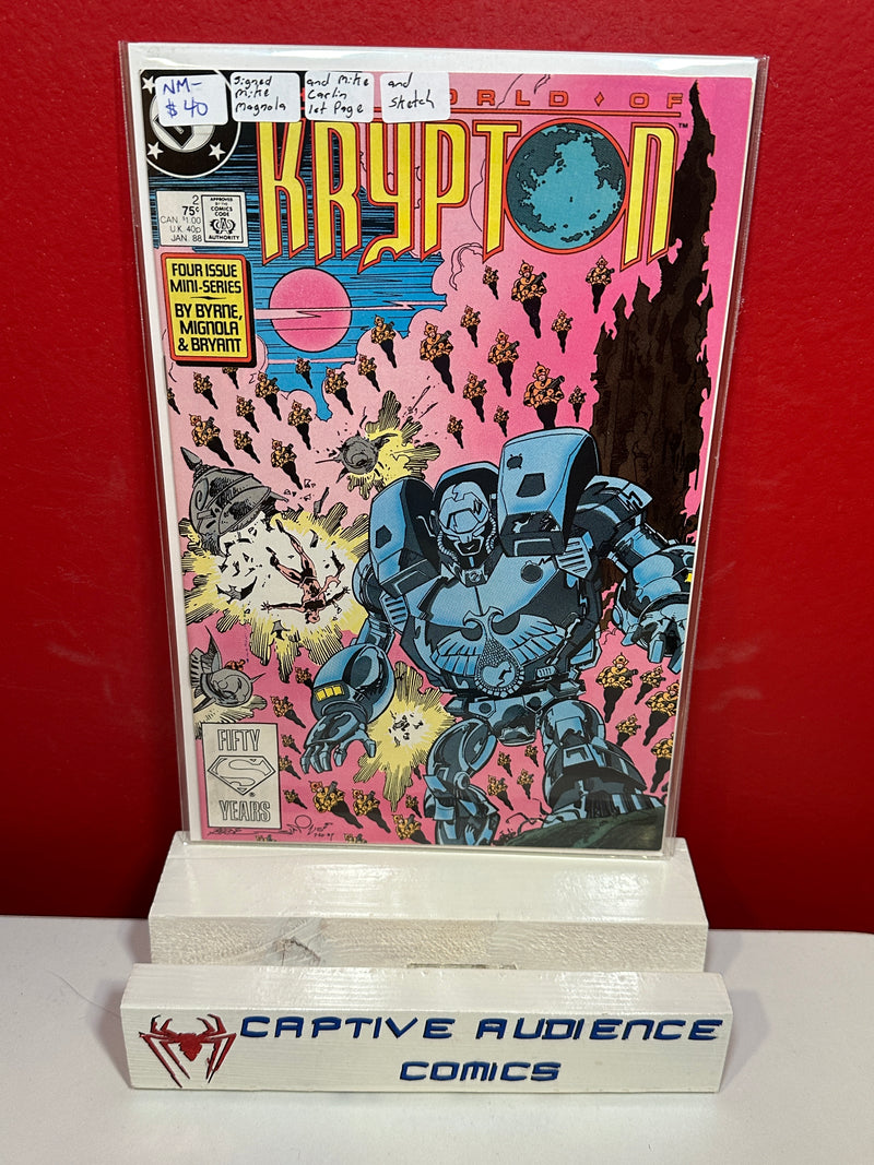 World of Krypton, Vol. 2 #2 - Signed Mike Magnola and Mike Carlin - 1st Page and Sketch - NM-