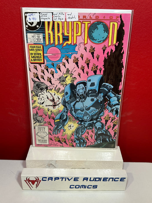 World of Krypton, Vol. 2 #2 - Signed Mike Magnola and Mike Carlin - 1st Page and Sketch - NM-
