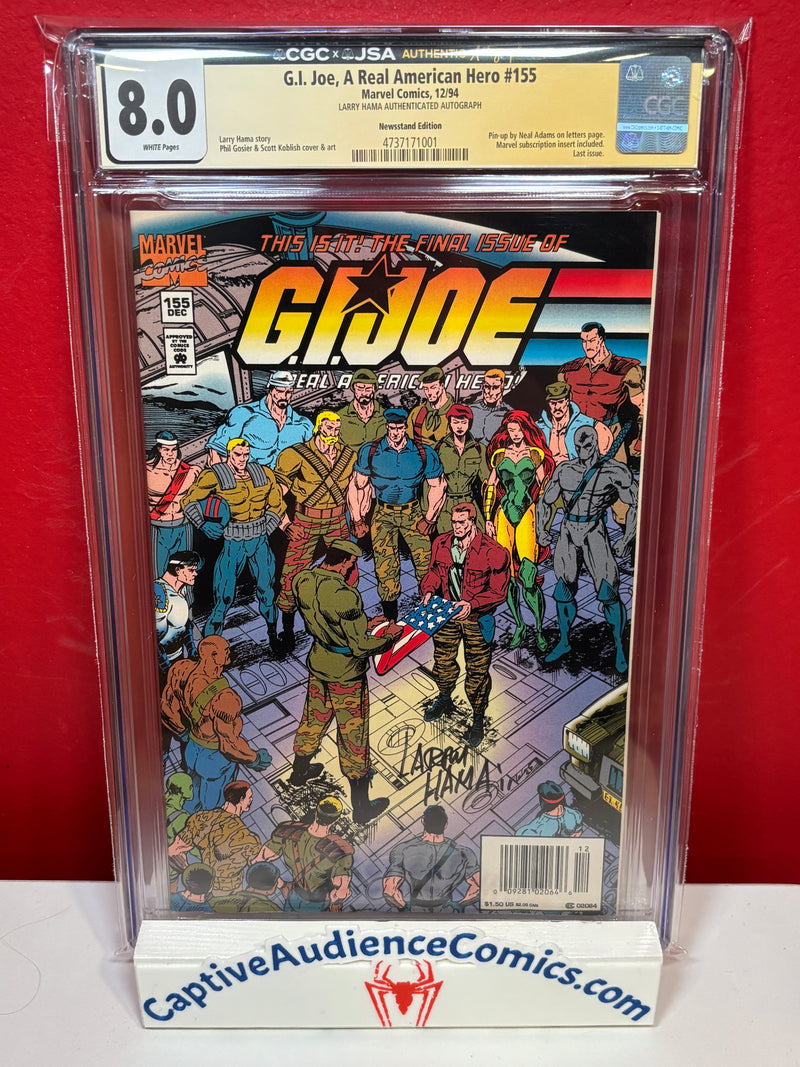 G.I. Joe, A Real American Hero, Vol.1 #155 - Newsstand Edition Signed Larry Hama - CGC 8.0