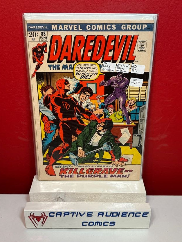 Daredevil, Vol. 1 #88 - 1st Larry Cranston - Origin of Black Widow - No Staples - GD