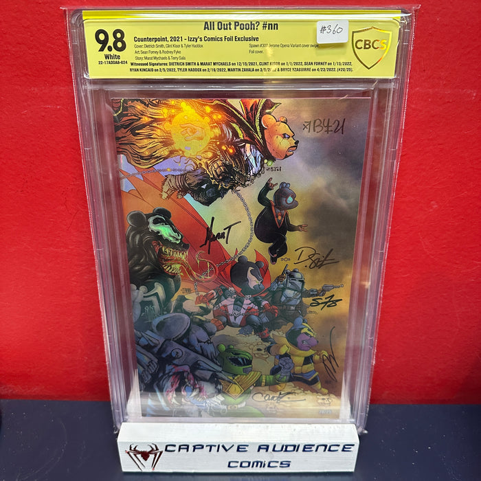 All Out Pooh? 2001 - Izzy's Comics Foil Spawn #300 Homage x8 Sig - CBCS 9.8 (Not CGC)