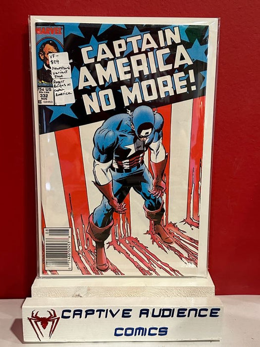 Captain America, Vol. 1 #332 - Newsstand Variant Steve Rogers Resigns as Captain America - VF-