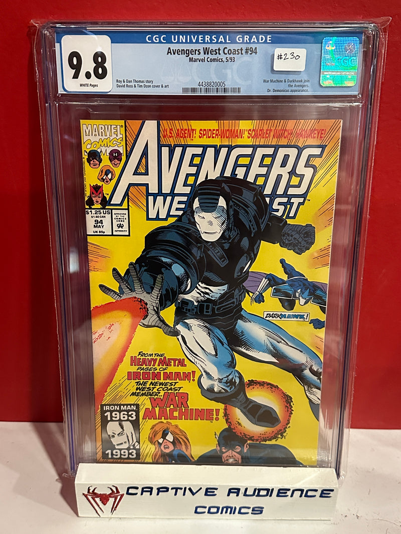 Avengers West Coast #94 - War Machine Joins Team - CGC 9.8