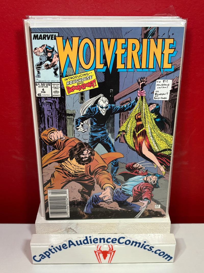 Wolverine, Vol. 2 #4 - Newsstand Variant - 1st Bloodsport Rough House - FN