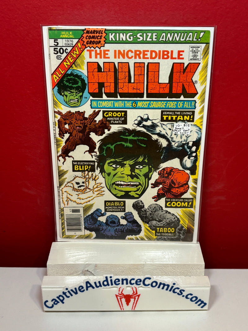 Incredible Hulk, The Vol. 1 Annual #5 - Small Paint Spot on Cover - VG-