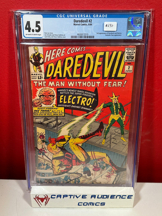 Daredevil, Vol. 1 #2 - 2nd Daredevil & Electro - CGC 4.5