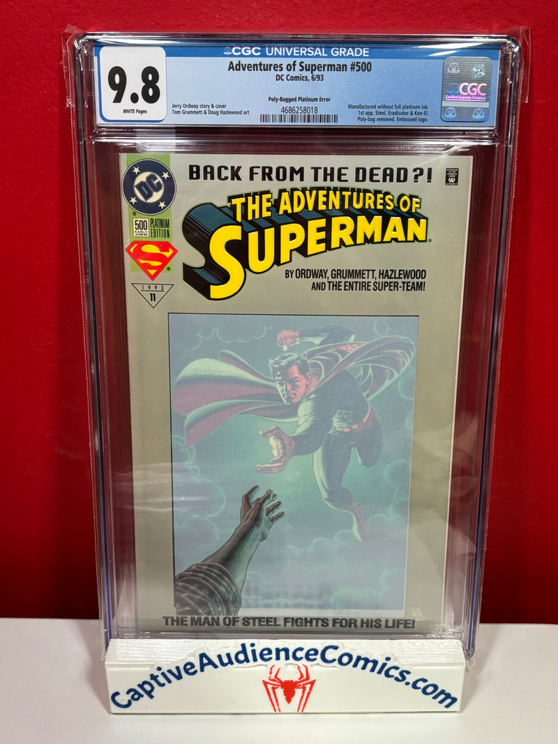 Adventures of Superman #500 - Platinum Error Edition - CGC 9.8