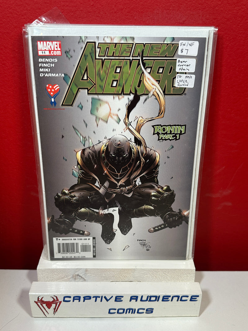 New Avengers, Vol. 1 #11 - Rear Corner Stain - 1st Maya Lopez Ronin - FN/VF