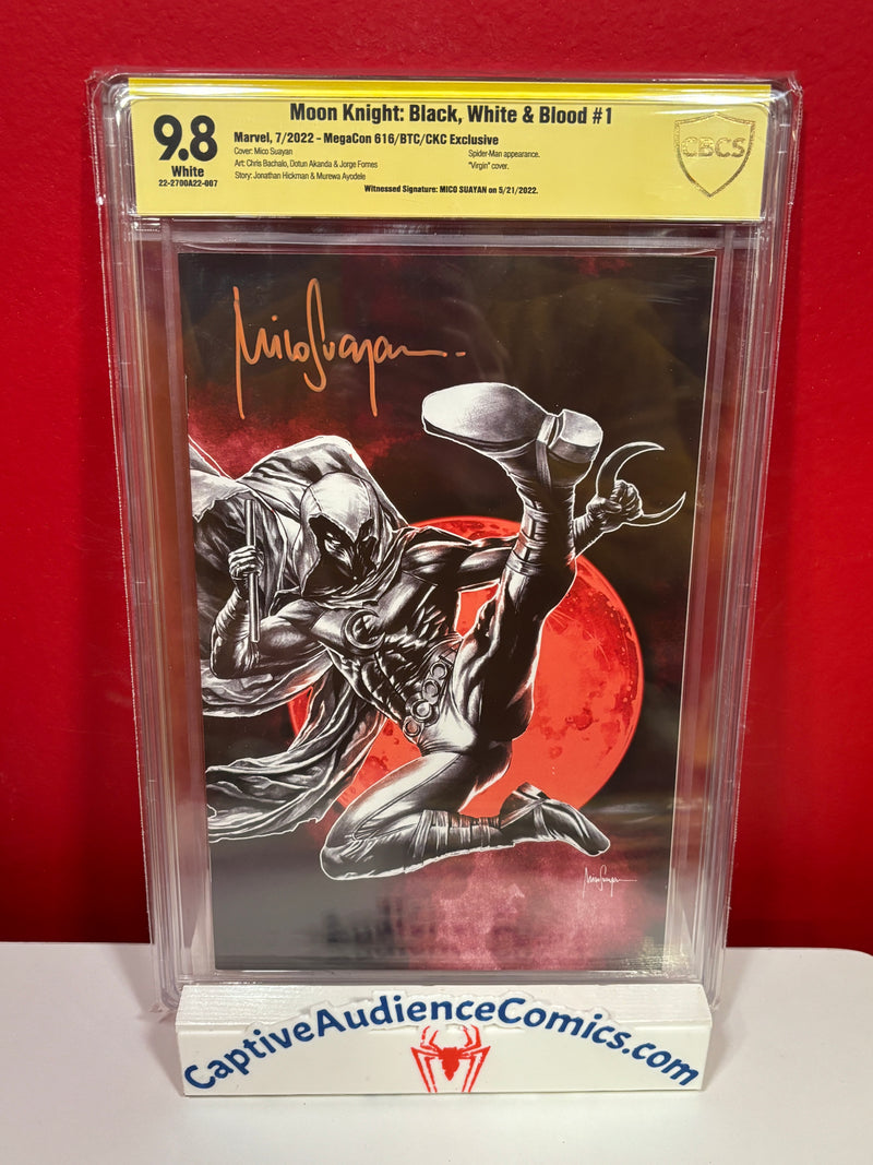 Moon Knight: Black, White & Blood #1 - MegaCon Virgin Signed Mico Suayan - CBCS (NOT CGC) 9.8
