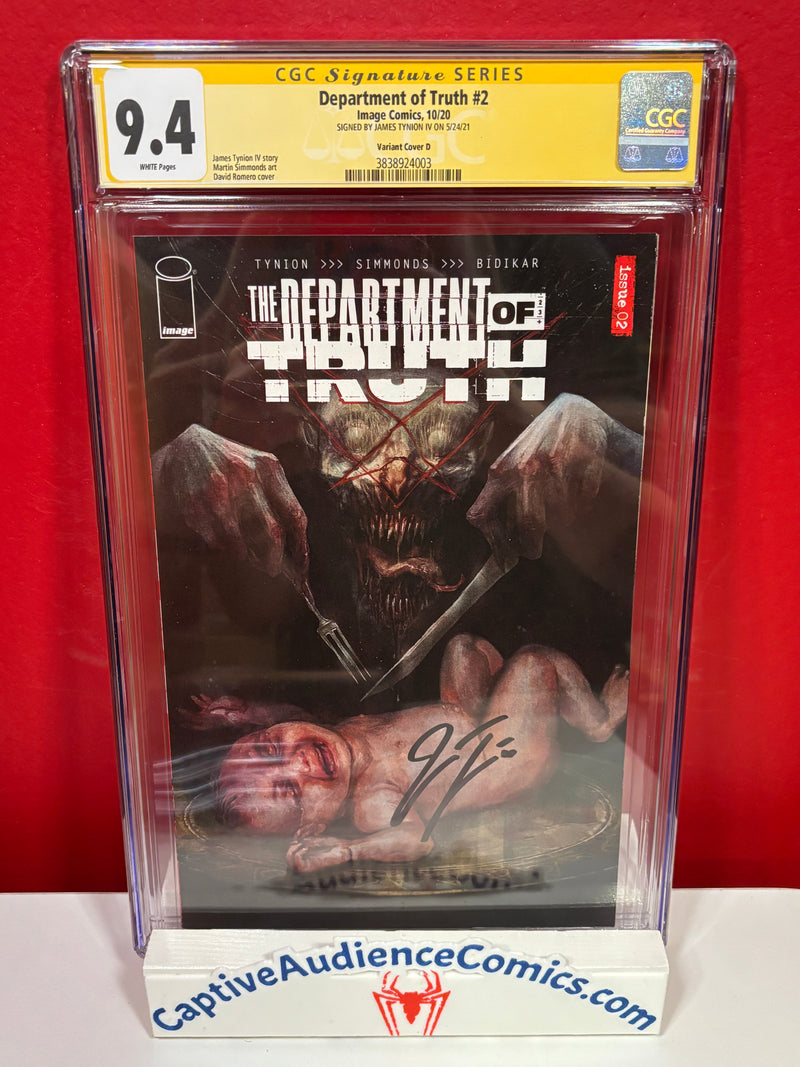 Department of Truth #2 - David Romero 1:25 Variant Signed by James Tynion - CGC 9.4