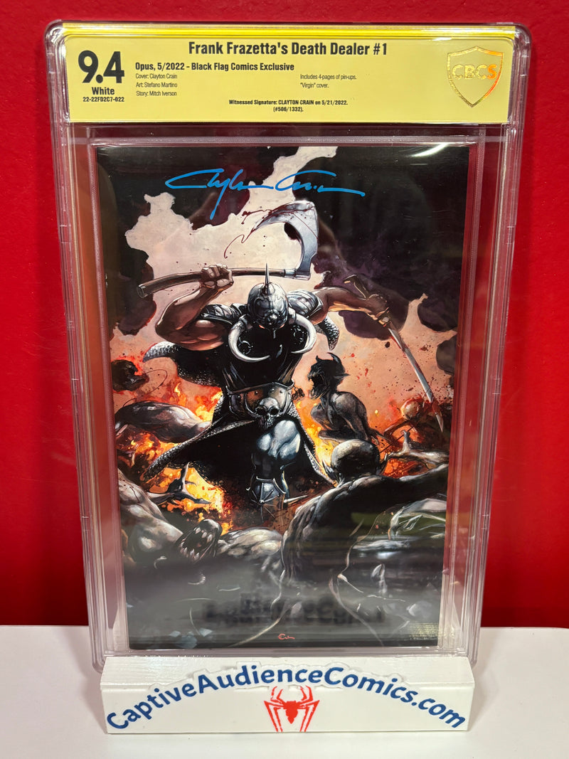 Frank Frazetta's Death Dealer #1 - Clayton Crain Virgin Signed Clayton Crain - CBCS (Not CGC) 9.4