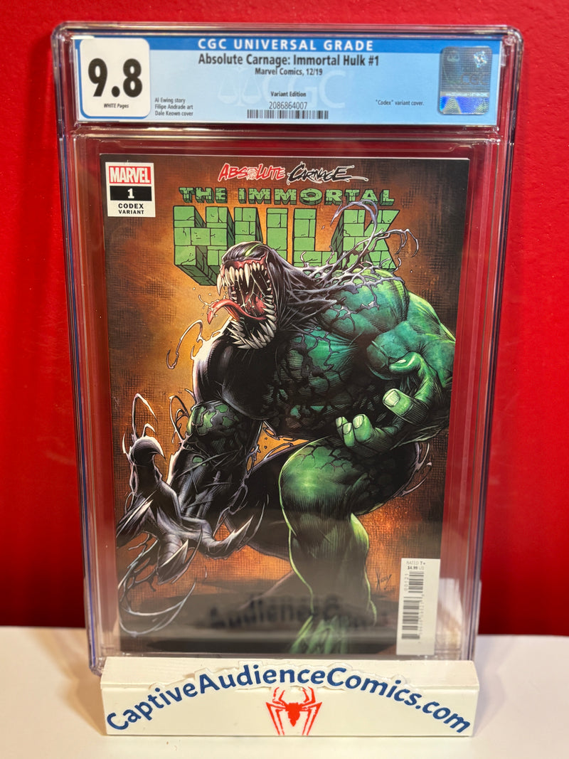 Absolute Carnage: Immortal Hulk #1 - 1:25 Codex Variant - CGC 9.8