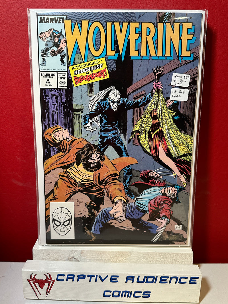 Wolverine, Vol. 2 #4 - 1st Blood Sport - 1st Rough House - VF/NM