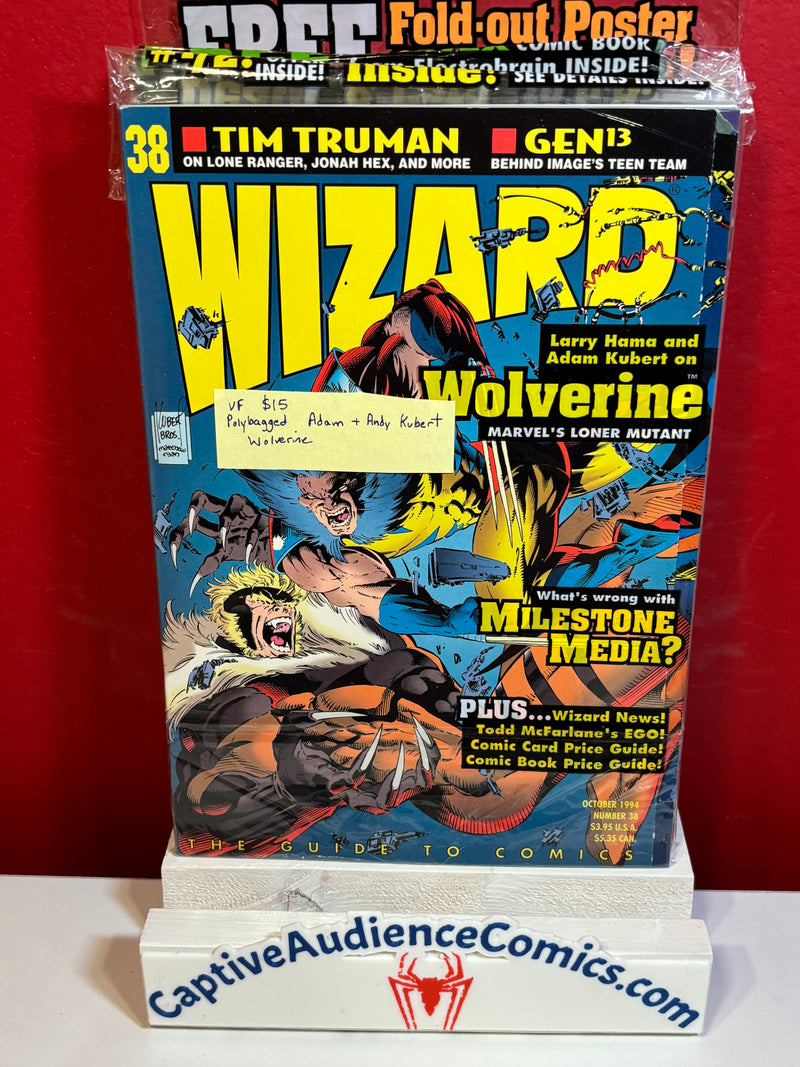 Wizard Magazine #38 - Polybagged Adam + Andy Kubert Wolverine - VF