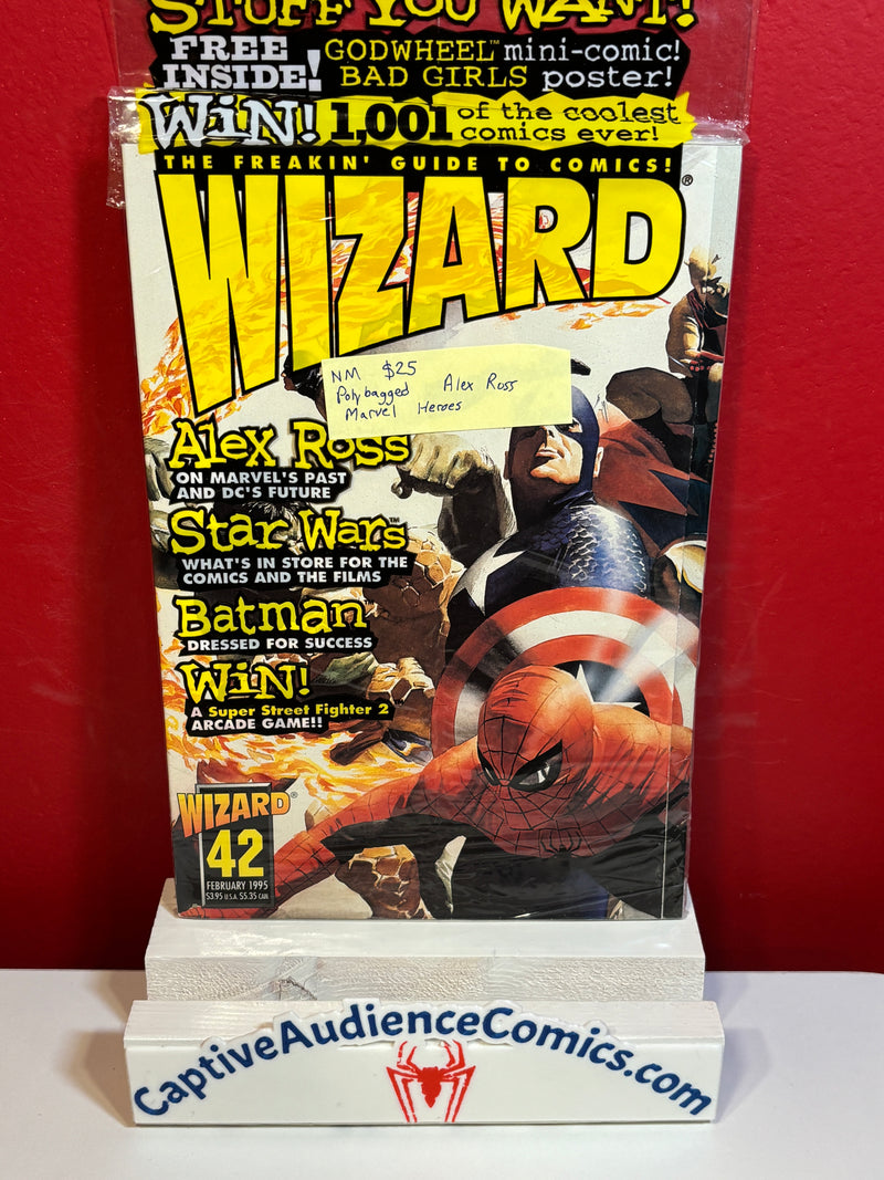 Wizard Magazine #42 - Polybagged Alex Ross Marvel Heroes - NM