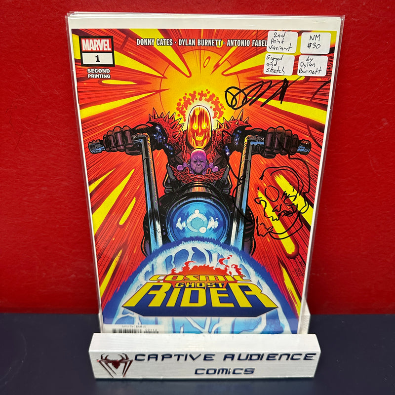 Cosmic Ghost Rider #1 - 2nd Print Variant - Signed and Sketch by Dylan Burnett - NM