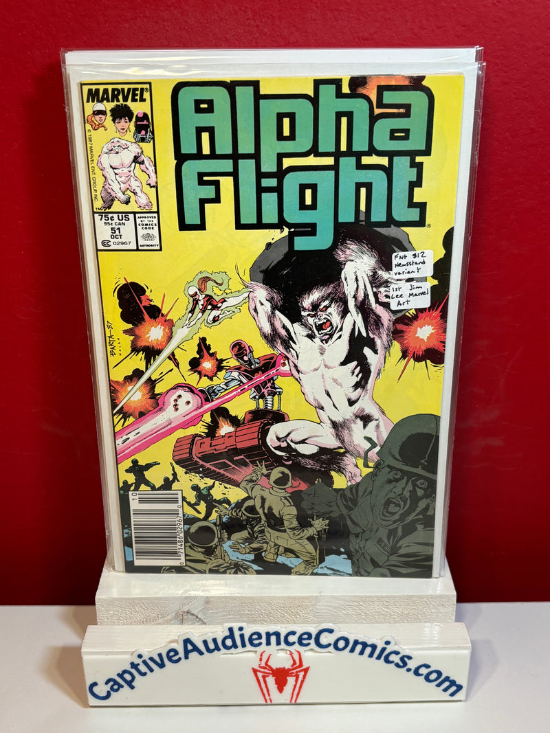 Alpha Flight, Vol. 1 #51 - Newsstand Variant - 1st Jim Lee Marvel Art - FN+
