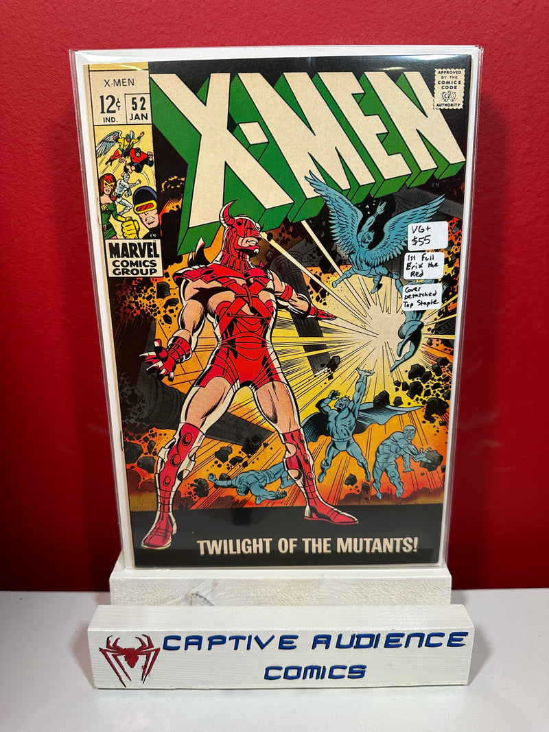 Uncanny X-Men, Vol. 1 #52 - 1st Full Erik the Red - Cover Detached Top Staple - VG+