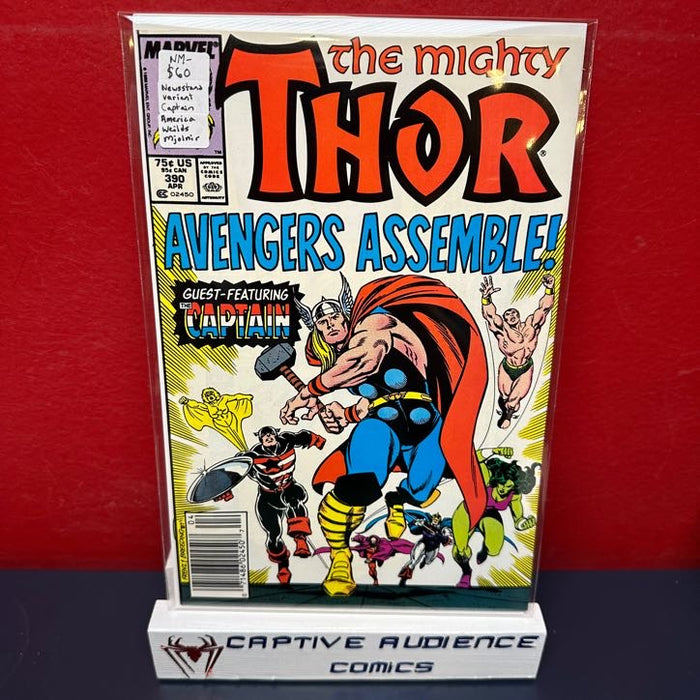 Thor, Vol. 1 #390 - Newsstand Variant - Captain America Weilds Mjolnir - NM-