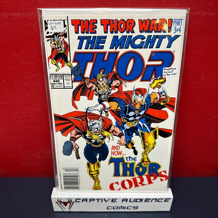 Thor, Vol. 1 #440 - Newsstand Variant - 1st Thor Corps - VF/NM