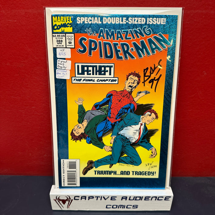 Amazing Spider-Man, The Vol. 1 #388 - Signed Mark Bagley - Embossed Blue Foil Cover - VF