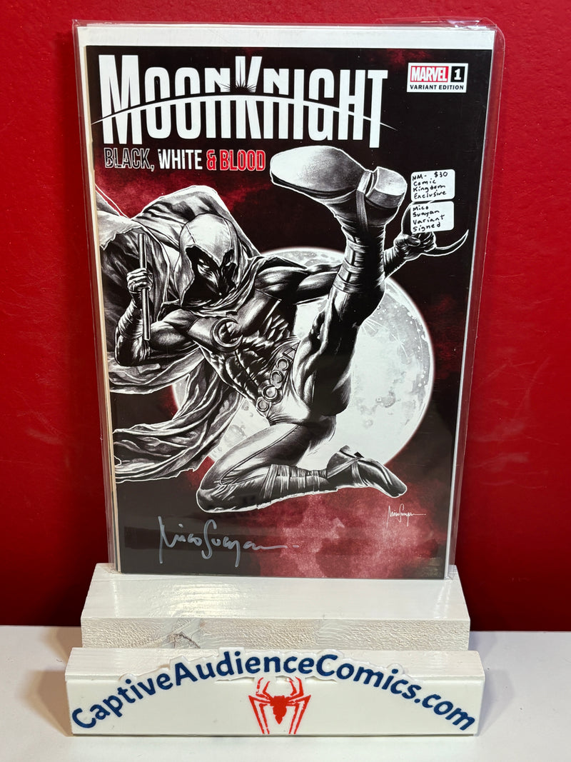 Moon Knight: Black, White & Blood #1 - Comic Kingdom Exclusive Mico Suayan Variant Signed - NM-