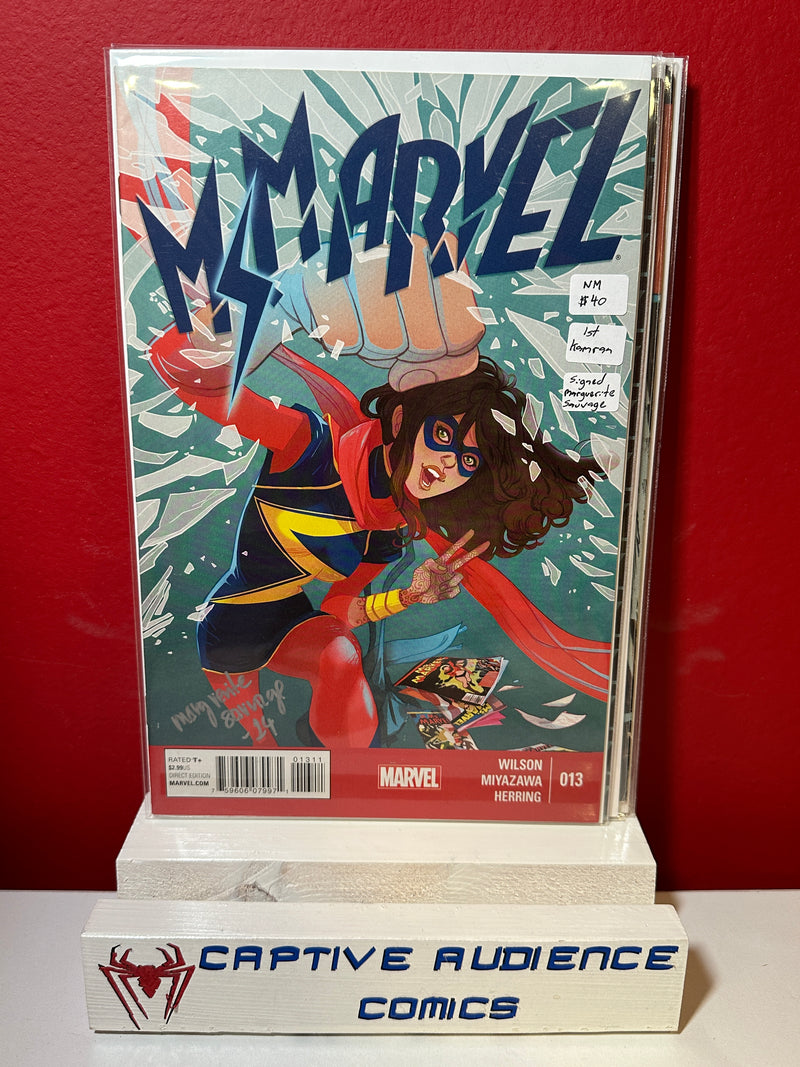 Ms. Marvel, Vol. 3 #13 - 1st Kamran - Signed Marguerite Sauvage - NM