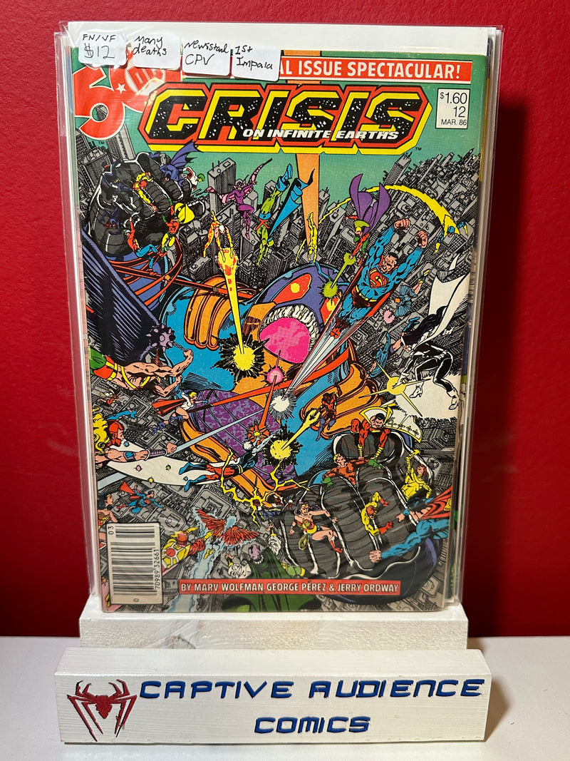 Crisis On Infinite Earths #12 - Many Deaths - Newsstand CPV - 1st Impala - FN/VF