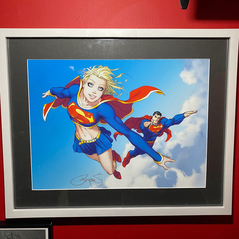 Framed Supergirl / Superman Print - Signed by Peter Steigerwald - 17" X 21"