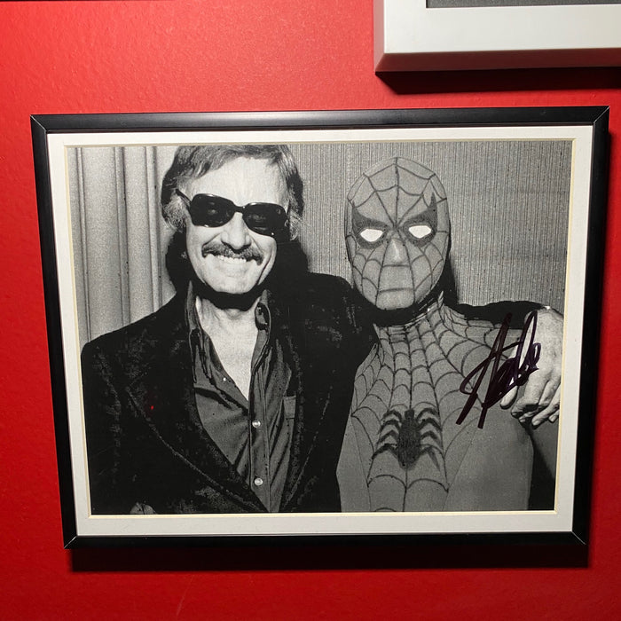Framed Stan Lee / Spider-Man Photo - Original Signature by Stan Lee - 10" X 8.5"