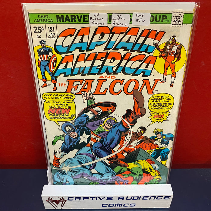 Captain America, Vol. 1 #181 - 1st Roscoe Simons as Captain America - FN+