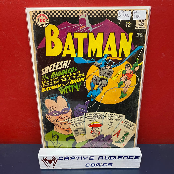 Batman, Vol. 1 #179 - 2nd SA Riddler - GD+