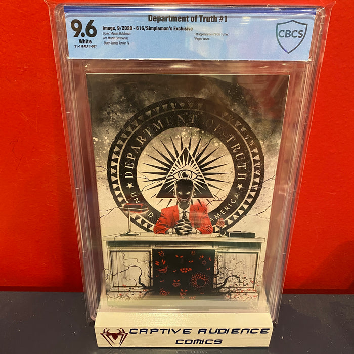 Department of Truth, The #1 - Simpleman's Exclusive - 1st Appearance of Cole Turner Virgin Cover - CBCS 9.6 (Not CGC)