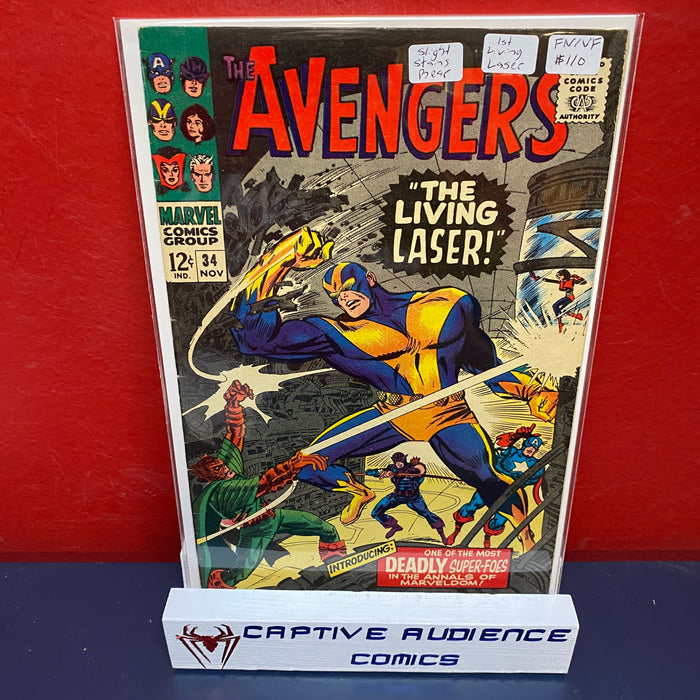 Avengers, The Vol. 1 #34 - Slight Stains Rear - 1st Living Laser - FN/VF