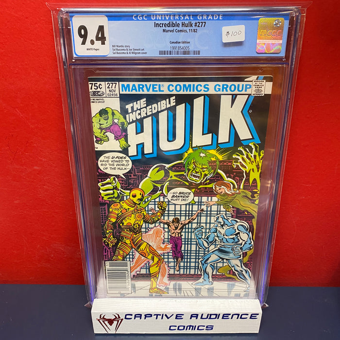 Incredible Hulk, The Vol. 1 #277 - Canadian Edition - CGC 9.4