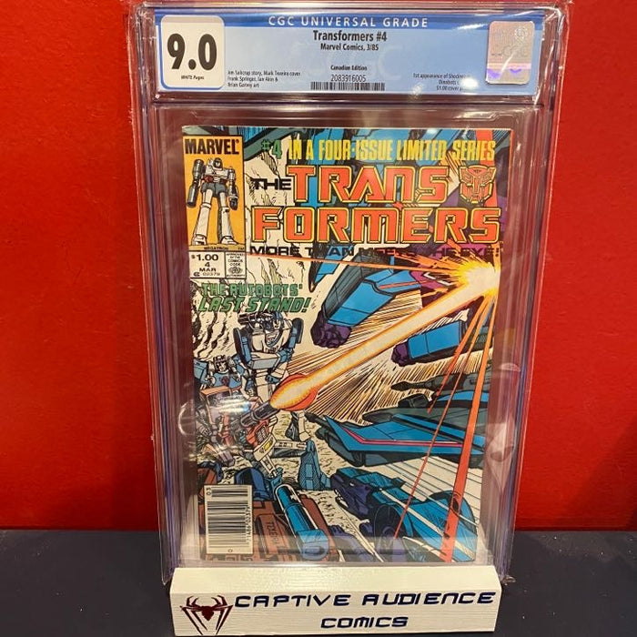 Transformers #4 - Canadian Price Variant 1st Shockwave - CGC 9.0